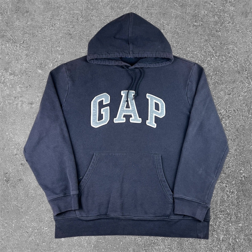 Gap Arch Logo Hoodie Mens Large Navy Blue Vintage Y2K Pullover Sweatshirt